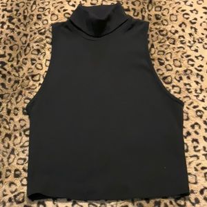 Zara Cotton Basic Medium Sleeveless turtleneck Top